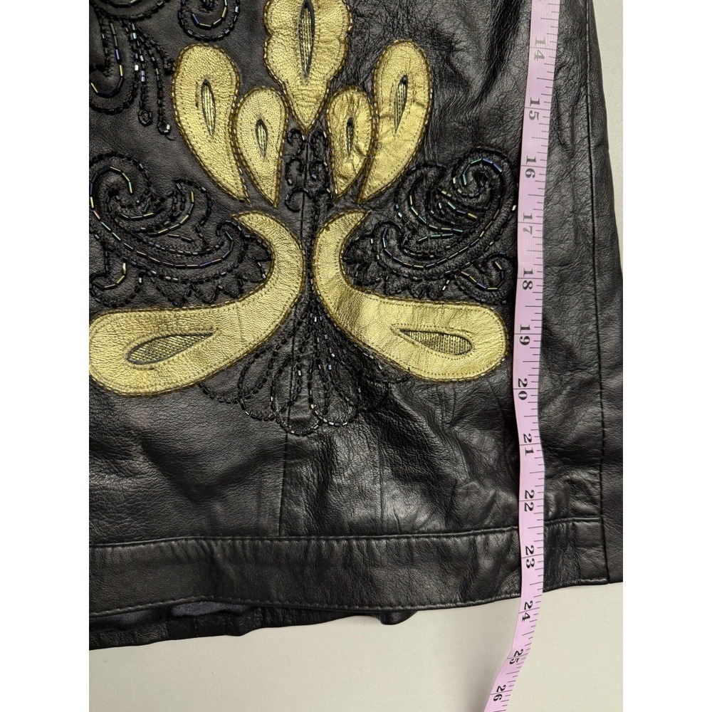Vintage Raw Basix Leather Jacket. Black. Womens. Embellishments. Sz L - Picture 5 of 10